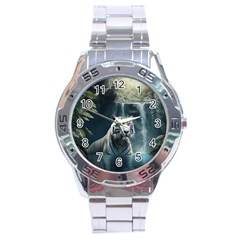 Tiger White Tiger Nature Forest Stainless Steel Analogue Watch by Jancukart