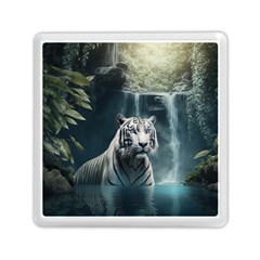 Tiger White Tiger Nature Forest Memory Card Reader (square)