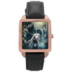 Tiger White Tiger Nature Forest Rose Gold Leather Watch 