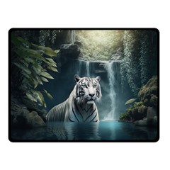 Tiger White Tiger Nature Forest Fleece Blanket (small) by Jancukart