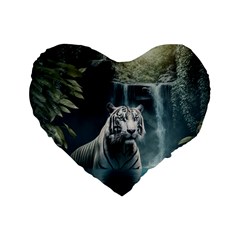 Tiger White Tiger Nature Forest Standard 16  Premium Flano Heart Shape Cushions