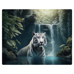 Tiger White Tiger Nature Forest Premium Plush Fleece Blanket (medium) by Jancukart