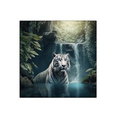 Tiger White Tiger Nature Forest Satin Bandana Scarf 22  X 22 