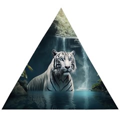 Tiger White Tiger Nature Forest Wooden Puzzle Triangle