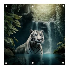 Tiger White Tiger Nature Forest Banner And Sign 3  X 3  by Jancukart