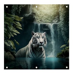 Tiger White Tiger Nature Forest Banner And Sign 4  X 4  by Jancukart