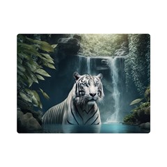 Tiger White Tiger Nature Forest One Side Premium Plush Fleece Blanket (mini) by Jancukart