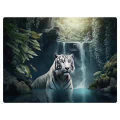 Tiger White Tiger Nature Forest One Side Premium Plush Fleece Blanket (extra Small) by Jancukart