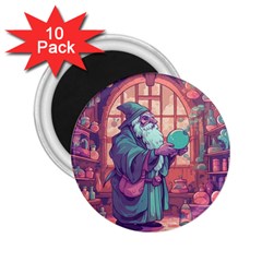 Fantasy Magic Magical Wizard 2 25  Magnets (10 Pack) 