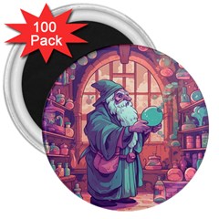 Fantasy Magic Magical Wizard 3  Magnets (100 Pack)