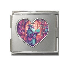 Fantasy Magic Magical Wizard Mega Link Heart Italian Charm (18mm) by Jancukart