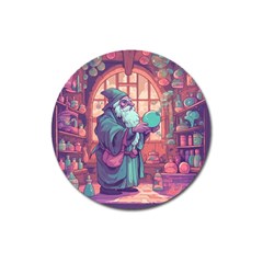 Fantasy Magic Magical Wizard Magnet 3  (round)