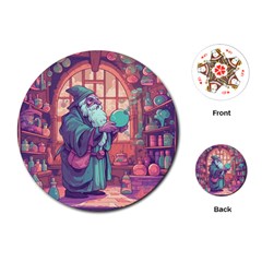 Fantasy Magic Magical Wizard Playing Cards Single Design (round)