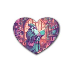 Fantasy Magic Magical Wizard Rubber Coaster (heart)