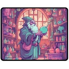 Fantasy Magic Magical Wizard One Side Fleece Blanket (medium)