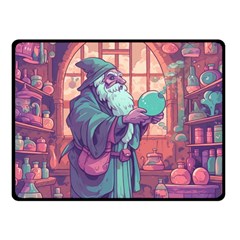 Fantasy Magic Magical Wizard One Side Fleece Blanket (small)