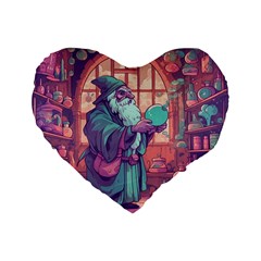 Fantasy Magic Magical Wizard Standard 16  Premium Heart Shape Cushions by Jancukart