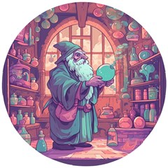 Fantasy Magic Magical Wizard Wooden Puzzle Round by Jancukart