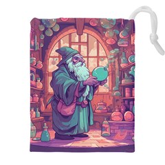 Fantasy Magic Magical Wizard Drawstring Pouch (4xl) by Jancukart