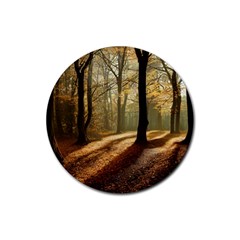 Autumn Nature Woodland Woods Trees Rubber Round Coaster (4 pack)