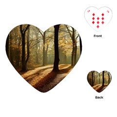 Autumn Nature Woodland Woods Trees Playing Cards Single Design (heart) by Jancukart