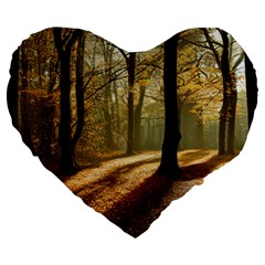 Autumn Nature Woodland Woods Trees Large 19  Premium Heart Shape Cushions