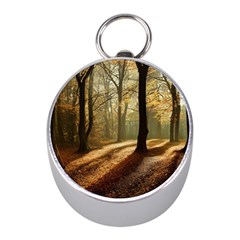 Autumn Nature Woodland Woods Trees Mini Silver Compasses by Jancukart