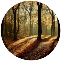 Autumn Nature Woodland Woods Trees Wooden Puzzle Round