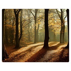 Autumn Nature Woodland Woods Trees One Side Premium Plush Fleece Blanket (Medium)