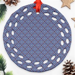 Blue Diamonds Round Filigree Ornament (two Sides)