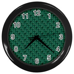 Green Pattern Wall Clock (Black)