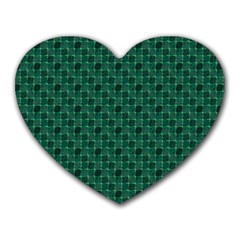 Green Pattern Heart Mousepad