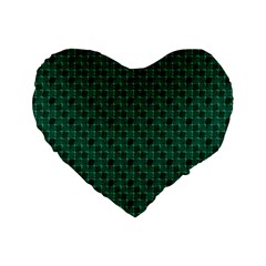 Green Pattern Standard 16  Premium Heart Shape Cushions