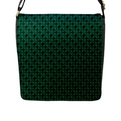 Green Pattern Flap Closure Messenger Bag (l) by Sparkle