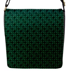 Green Pattern Flap Closure Messenger Bag (S)