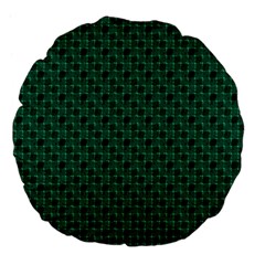 Green Pattern Large 18  Premium Flano Round Cushions