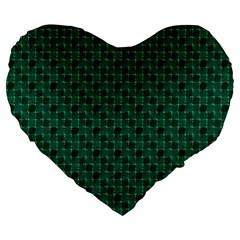 Green Pattern Large 19  Premium Flano Heart Shape Cushions by Sparkle