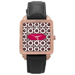 Pattern 31 Rose Gold Leather Watch  by GardenOfOphir