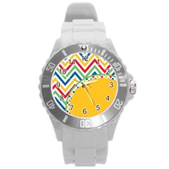 Pattern 32 Round Plastic Sport Watch (l) by GardenOfOphir