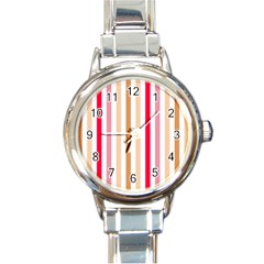 Stripe Pattern Round Italian Charm Watch by GardenOfOphir