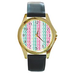 Pattern 52 Round Gold Metal Watch by GardenOfOphir