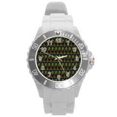 Pattern 61 Round Plastic Sport Watch (l) by GardenOfOphir