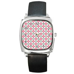 Elegant Pattern Square Metal Watch