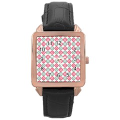 Elegant Pattern Rose Gold Leather Watch 