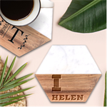 I love helen Marble Wood Coaster (Hexagon)  Front