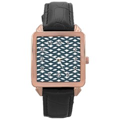 Lattice Pattern Rose Gold Leather Watch  by GardenOfOphir