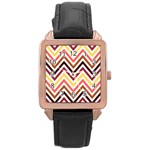 Chevron V Rose Gold Leather Watch  Front