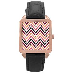 Chevron Iv Rose Gold Leather Watch  by GardenOfOphir