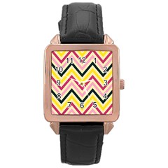 Chevron I Rose Gold Leather Watch  by GardenOfOphir