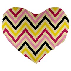 Chevron I Large 19  Premium Flano Heart Shape Cushions